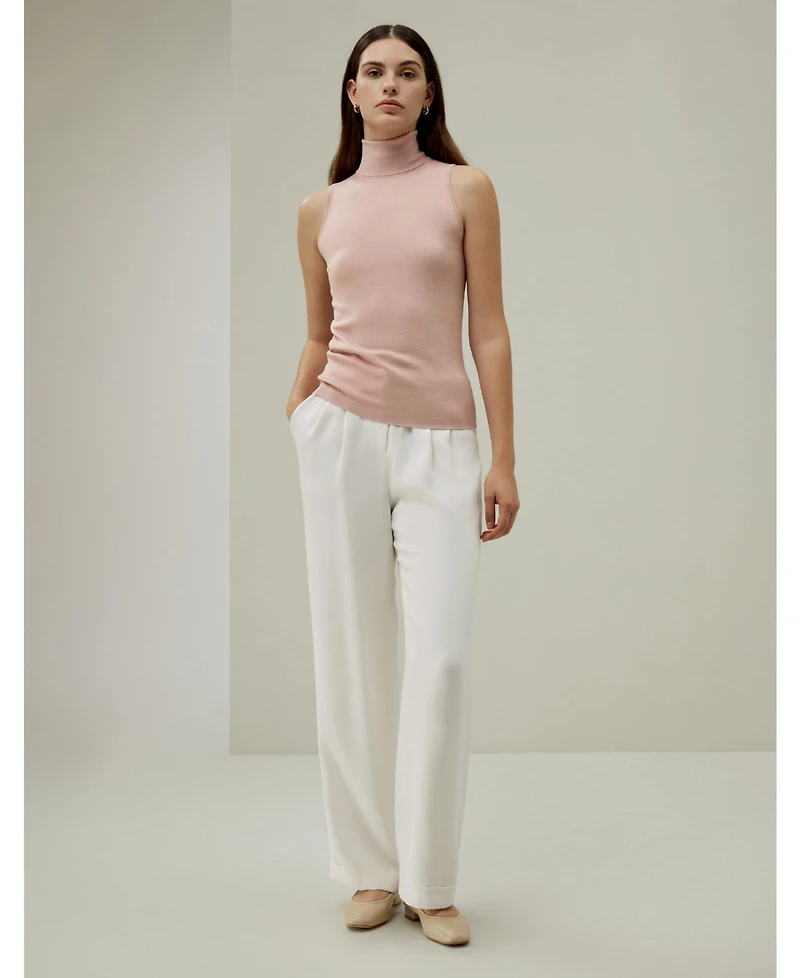 Lilysilk Women's Minimalist Sleeveless Turtleneck Top