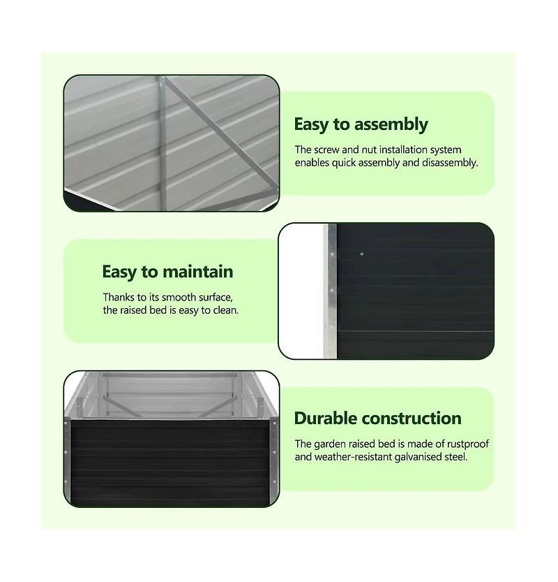 Garden Raised Bed Galvanized Steel 94.5"x15.7"x30.3" Anthracite