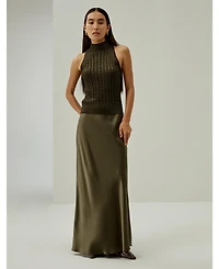 Classic High-Neck Cable-Knit Sleeveless Top for Women