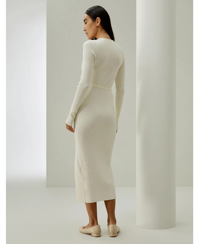 Lilysilk Women's Elegant Wrap-Front Silk Knit Dress