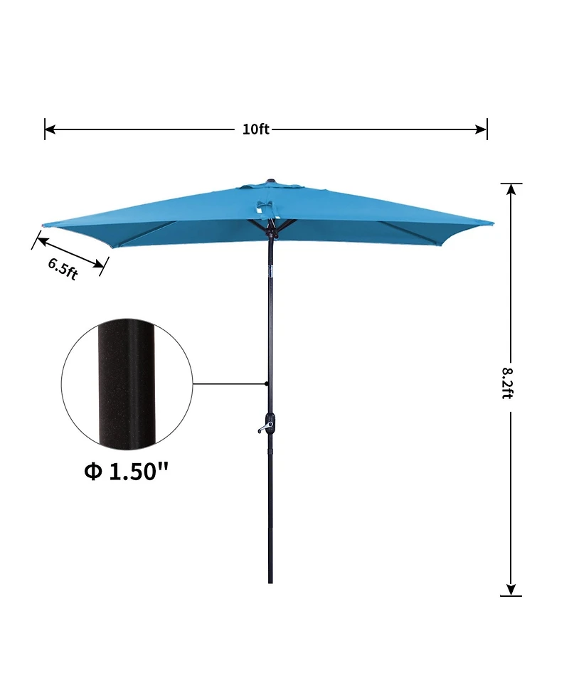 10 ft. x 6.5 Rectangular Market Umbrella with Waterproof and Uv Resistant Navy Blue