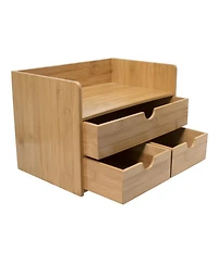 Sorbus 3-Tier Bamboo Desk Organizer Countertop Organization and Storage with 3 Drawers declutter Office, Makeup Vanity and more