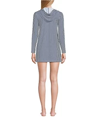 Lands' End Women's Long SunShade Upf 50 Hooded Mini Swim Cover-Up Dress