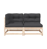 Patio Sofa with Cushions 2-Seater Solid Wood Pine