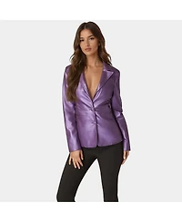 Bebe Women's Tailored Metallic Faux Leather Blazer