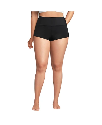 Lands' End Women's Tugless High Waisted Swim Boy Shorts