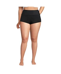 Lands' End Women's Tugless High Waisted Swim Boy Shorts