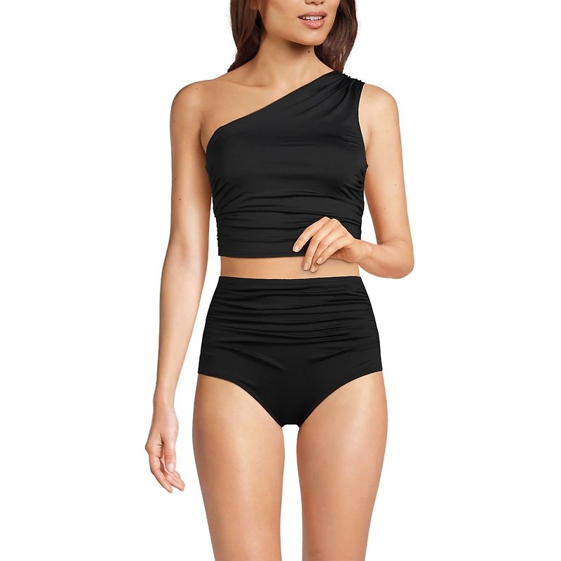 Lands' End Women's D-Cup Ruched One Shoulder Midkini Top