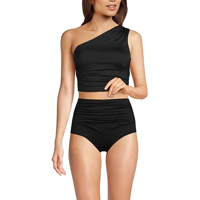 Lands' End Women's D-Cup Ruched One Shoulder Midkini Top