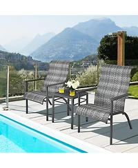 Gymax 3PCS Rattan Bistro Chair Set Patio Furniture Set W/Table