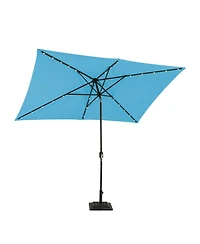 10 ft. x 6.5 Rectangular Lighted Market Umbrella with Waterproof and Uv Resistant Red