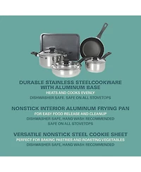 Gibson Home 74 Piece Kitchen Combo Set: Cookware, Dinnerware, Cutlery, Flatware, Tools & Gadgets, storage and Glassware