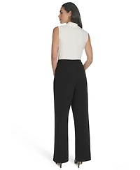 Halston Women's Button-Trim Straight-Leg Pants
