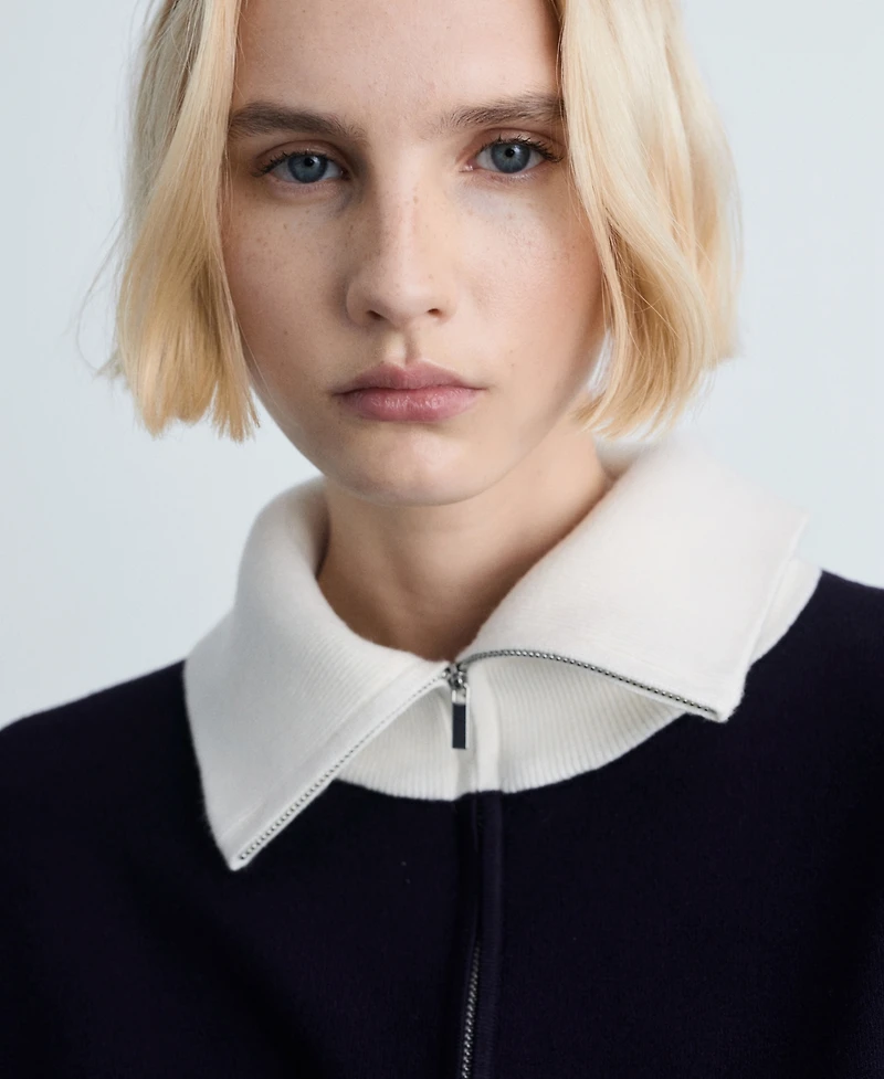 Mango Women's Contrast Collar Knit Sweater