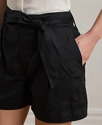 Lauren Ralph Belted Linen Shorts