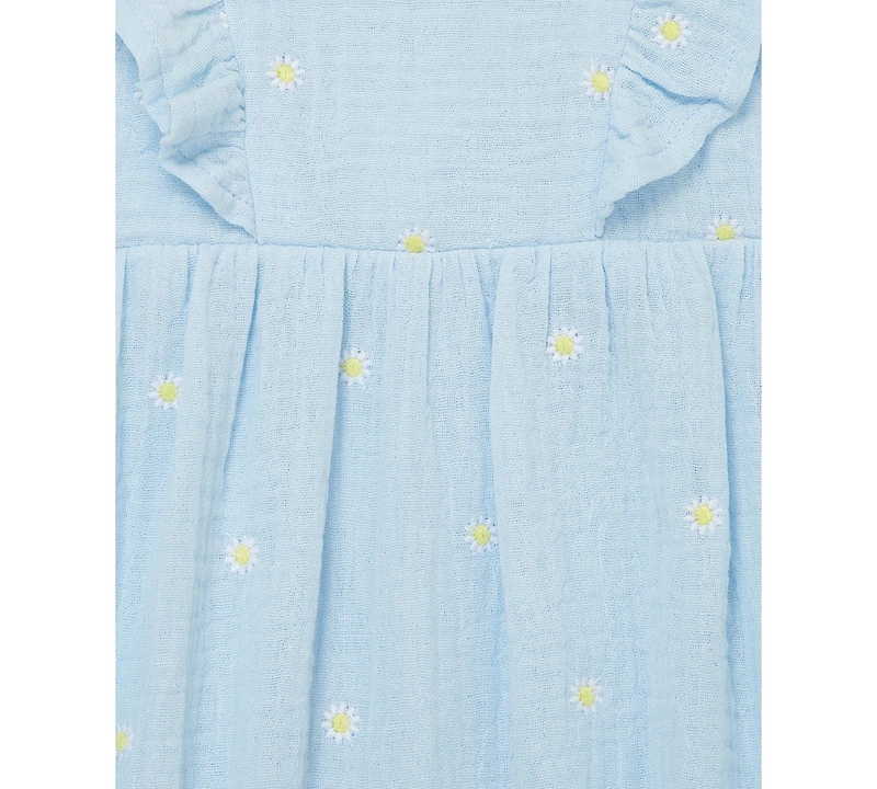 Little Me Baby Girls Cotton Gauze Daisy Romper & Headband