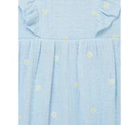 Little Me Baby Girls Cotton Gauze Daisy Romper & Headband