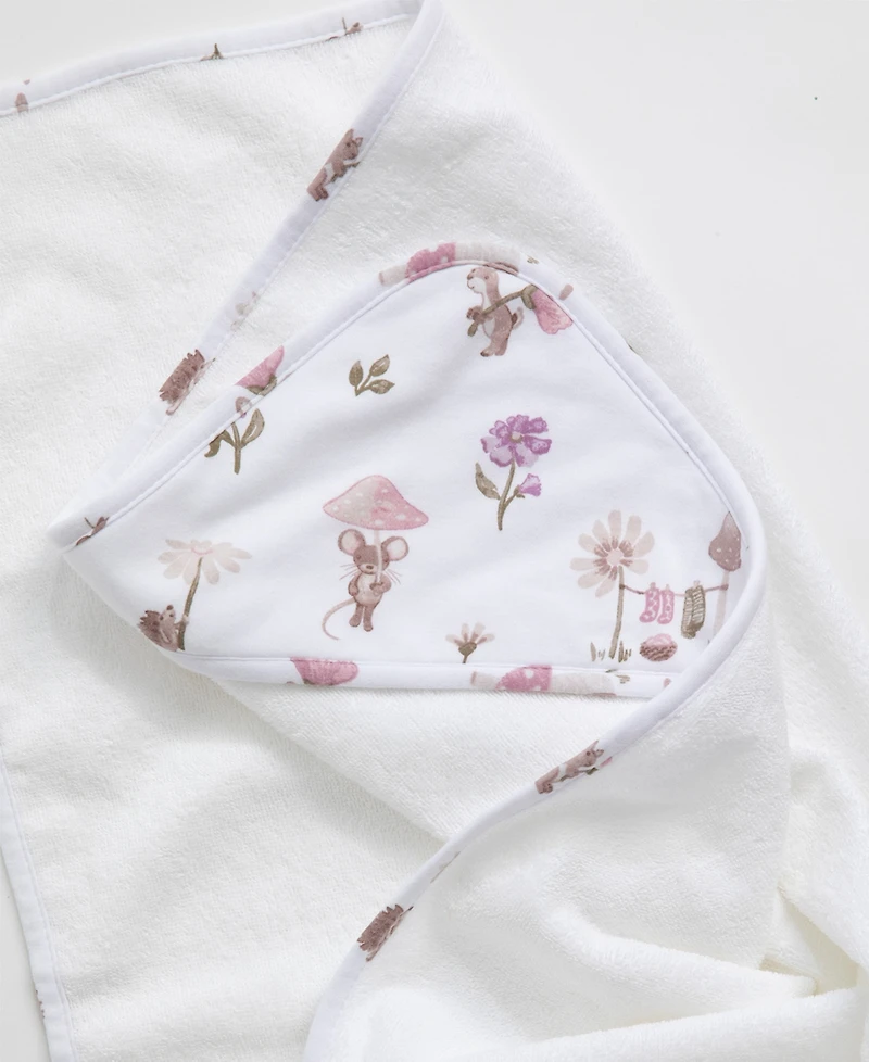 Living Textiles Baby Girls 5-Piece Mushroom House Collection Bath Gift Set