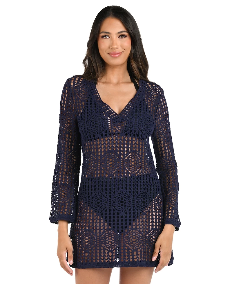 La Blanca Women's Waverly Bell-Sleeve Cover-Up Dress