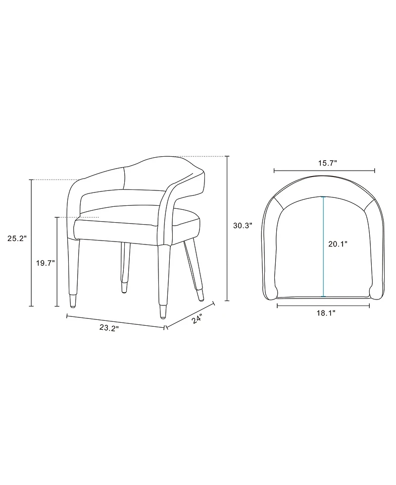 Manhattan Comfort Aspen 23.2" Modern Tweed Upholstered Dining Armchair