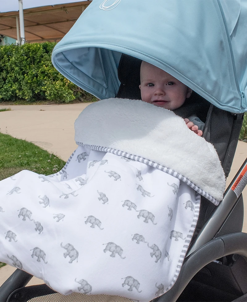 Living Textiles Baby Boys and Girls Elephant Heritage Collection Jersey Sherpa Blanket