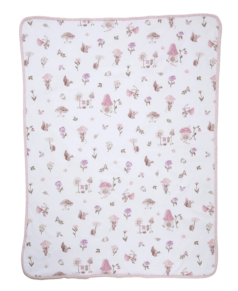 Living Textiles Baby Girls Mushroom House Collection Jersey Sherpa Stroller Blanket