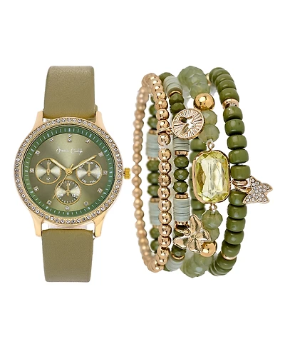 Jessica Carlyle Women's Olive Polyurethane Leather Analog Watch, 38mm