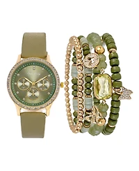 Jessica Carlyle Women's Olive Polyurethane Leather Analog Watch, 38mm