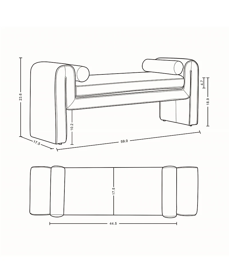 Manhattan Comfort Concord 59" Modern Chenille Upholstered Bench
