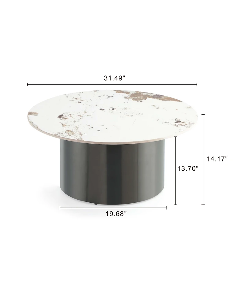 Manhattan Comfort Alondra 31.49" Modern Round Sintered Stone Top Coffee Table