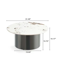Manhattan Comfort Alondra 31.49" Modern Round Sintered Stone Top Coffee Table