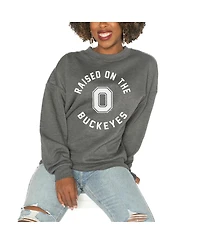 Gameday Couture Women's Charcoal Ohio State Buckeyes Drop Shoulder Fleece Drop Pullover Sweatshirt