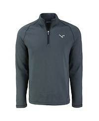 Cutter & Buck Men's Heather Black Philadelphia Eagles Peshastin Eco Fleece Tri-Blend Raglan Quarter-Zip Jacket
