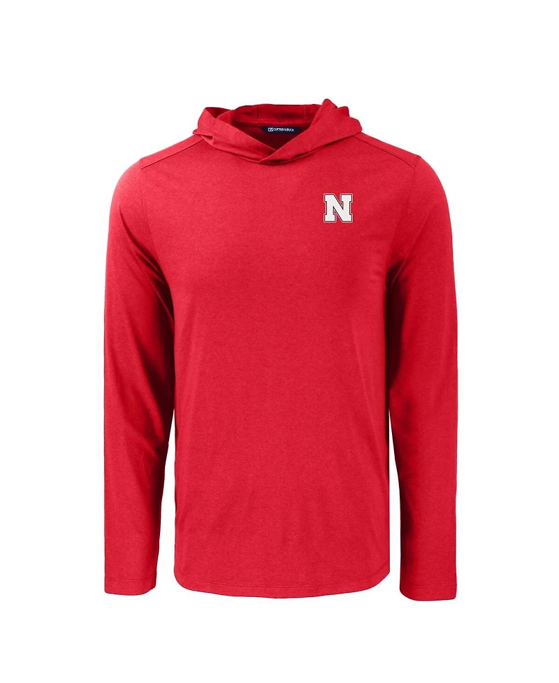Cutter & Buck Men's Scarlet Nebraska Huskers Coastline Epic Comfort Eco Long Sleeve Hoodie T-Shirt