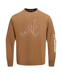 Pro Standard Men's Brown Atlanta Braves Paint The City Dropped Shoulder Pullover Sweatshirt
