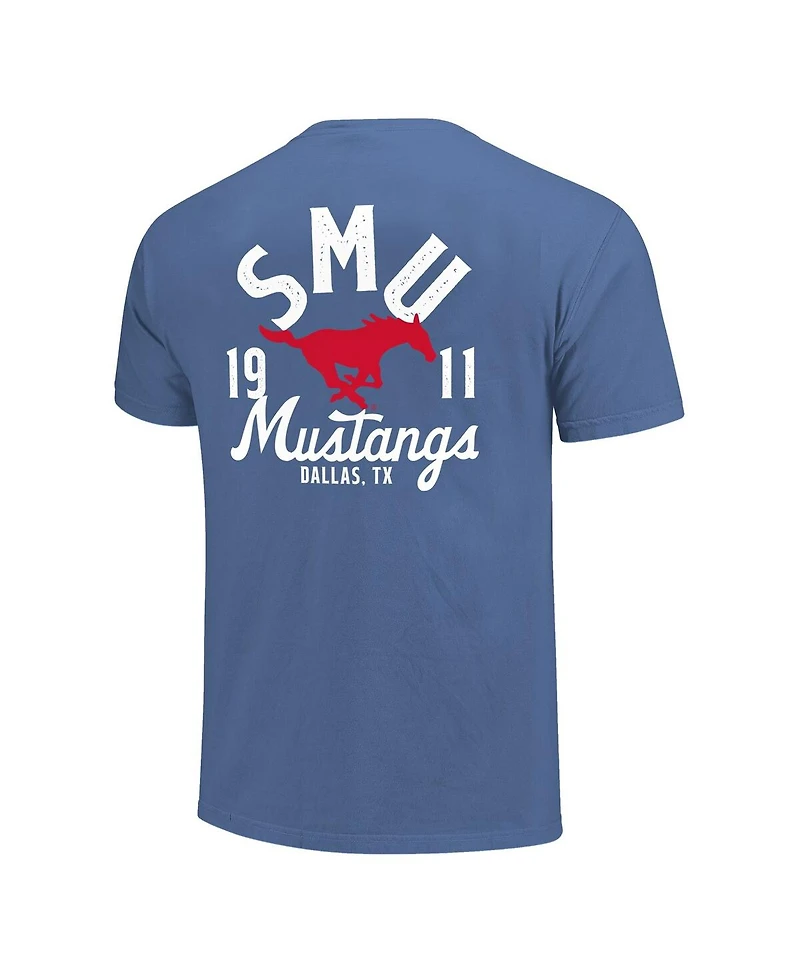 Image One Men's Royal Smu Mustangs Comfort Colors Mascot Overlay T-Shirt
