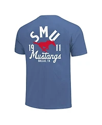 Image One Men's Royal Smu Mustangs Comfort Colors Mascot Overlay T-Shirt