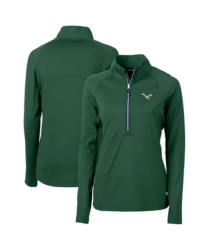 Cutter & Buck Women's Green Philadelphia Eagles Gridiron Classics Logo Adapt Eco Knit Stretch Half-Zip Pullover Top