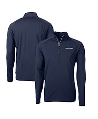 Cutter & Buck Men's Navy The Players Adapt Eco Knit Stretch Quarter-Zip Pullover Top