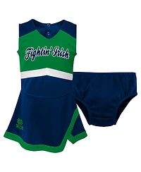 Outerstuff Girls Preschool Navy Notre Dame Fighting Irish Two-Piece Cheer Captain Jumper Dress Bloomers Set