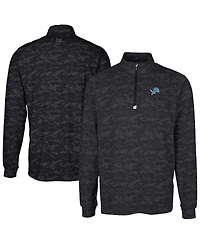 Cutter & Buck Men's Black Detroit Lions Big Tall Traverse Eco Camo Tri-Blend DryTec Quarter-Zip Jacket