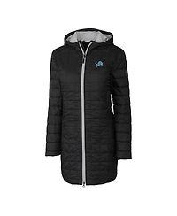 Cutter & Buck Women's Black Detroit Lions Rainier PrimaLoft Hooded Long Lightweight Coat