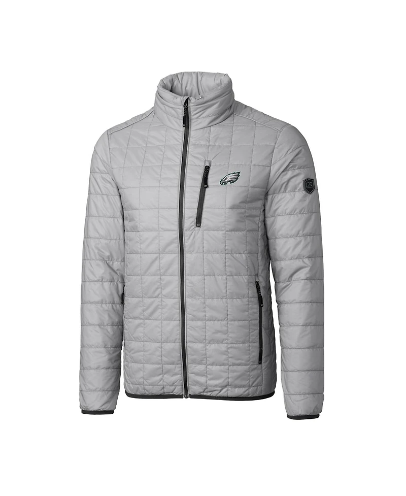 Cutter & Buck Men's Gray Philadelphia Eagles Big Tall Rainier Eco Insulated PrimaLoft Full-Zip Puffer Jacket