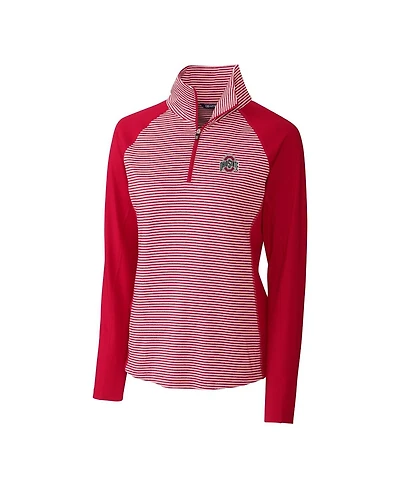 Cutter & Buck Women's Scarlet Ohio State Buckeyes Forge Tonal Half-Zip Pullover Jacket
