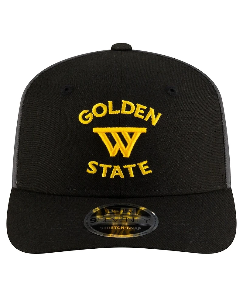 New Era Men's Black/Charcoal Golden State Warriors Statement Edition Jersey Hook 9SEVENTY Stretch-Snap Hat