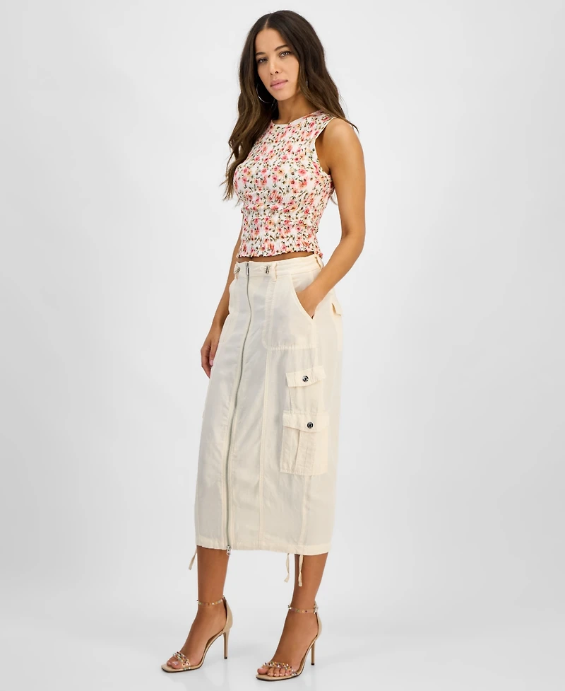 Guess Women's Casey Zippered Cargo Midi Skirt