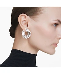 Swarovski Matrix Rhodium Plated Round Cuts Hoop Earrings