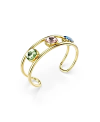 Swarovski Chroma Cushion Cut Green Gold-Tone Plated Cuff Bracelet