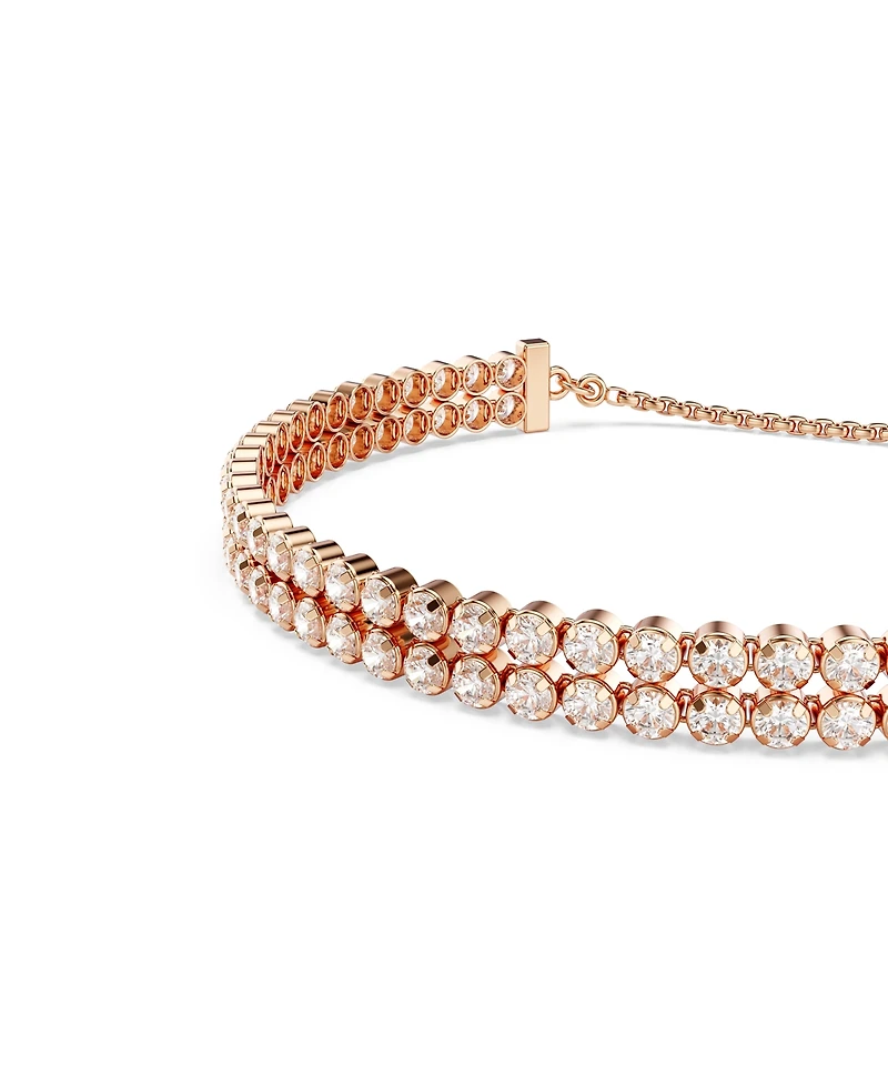 Swarovski Matrix Round Cut White Rose Gold-Tone Plated Tennis Bracelet