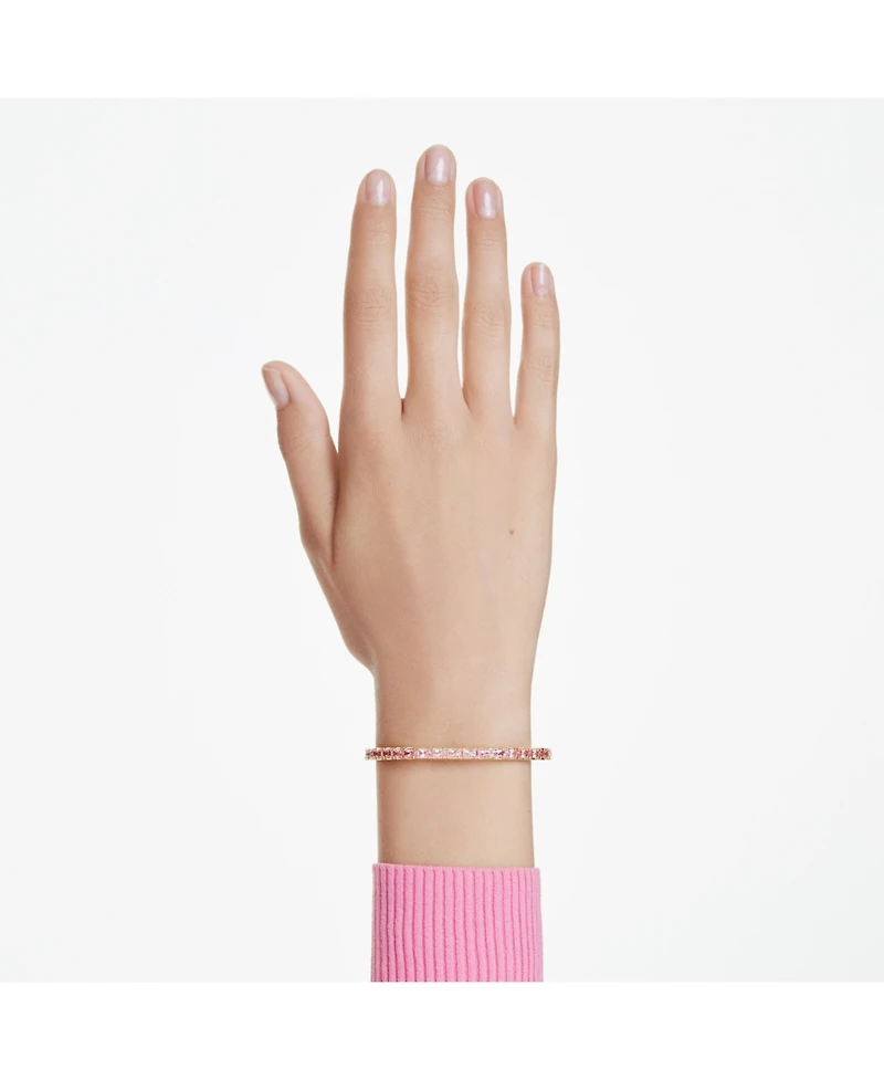 Swarovski Matrix Baguette Cut Pink Gold-Tone Plated Bangle Bracelet